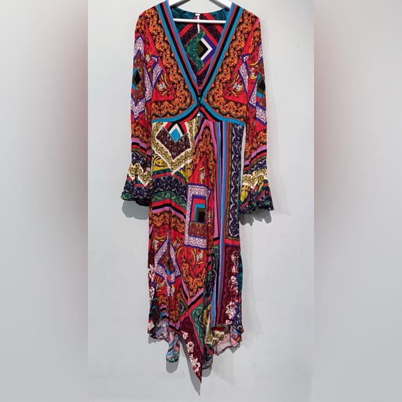 FREE PEOPLE MAXI DRESS WOMEN M Travel Vacation Boho Multicolor Button - Picture 13 of 16